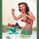 Decoration 16x20 Poster.Room art wall design. Pinup girl.Mermaid and fisherman.8907