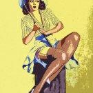 Decoration 16x20 Poster.Room art wall design. Pinup girl.Fishing.8923