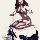 Decoration 16x20 Poster.Room art wall design. Pinup girl.Puppet and dog.8931