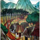7482.Decoration Poster.Home Room interior design art.Decor.Landscape with huts