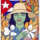 7655.Decoration Poster.Home Room wall design print.Cuban woman flowers and flag