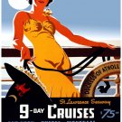 7936.Canada pacific.woman in deck with yellow dress.POSTER.art wall decor