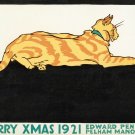 12250.Decoration POSTER.Room interior wall art decor.Xmas 1921.Yellow pet cat