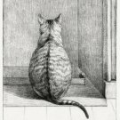 12260.Decoration POSTER.Room interior wall art decor.B&W Waiting cat gravure