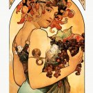 8245.Decoration Poster.Home Room wall.Art Nouveau design.Mucha girl with fruits