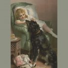 9663.Decoration Poster.Room Wall art.Home interior decor.Victorian dog and girl