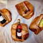 Handmade natural wood art craft carved single bottle wine holder rack stand.