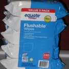 (5 pack) Equate Flushable Wipes 48 Wipes Per Pack 240 Wipes Total