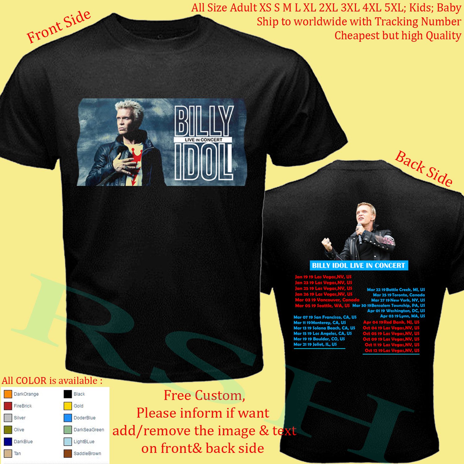 billy idol tour merchandise