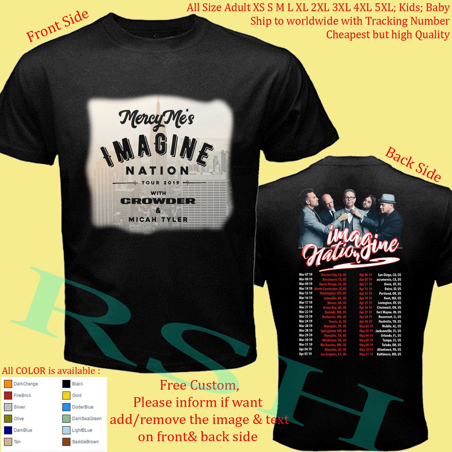 MERCYME WITH CROWDER IMAGINENATION TOUR 2019 shirt All Size Adult S ...