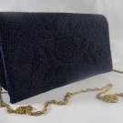 VINTAGE ED B. ROBINSON NAVY BLUE MICRO BEADED CLUTCH- RARE