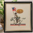 Completed Vintage Cross Stitch of Confederate Soilder