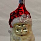 Vintage Blown Glass SANTA CLAUS Christmas Ornament 4" Figural MICA Glitter