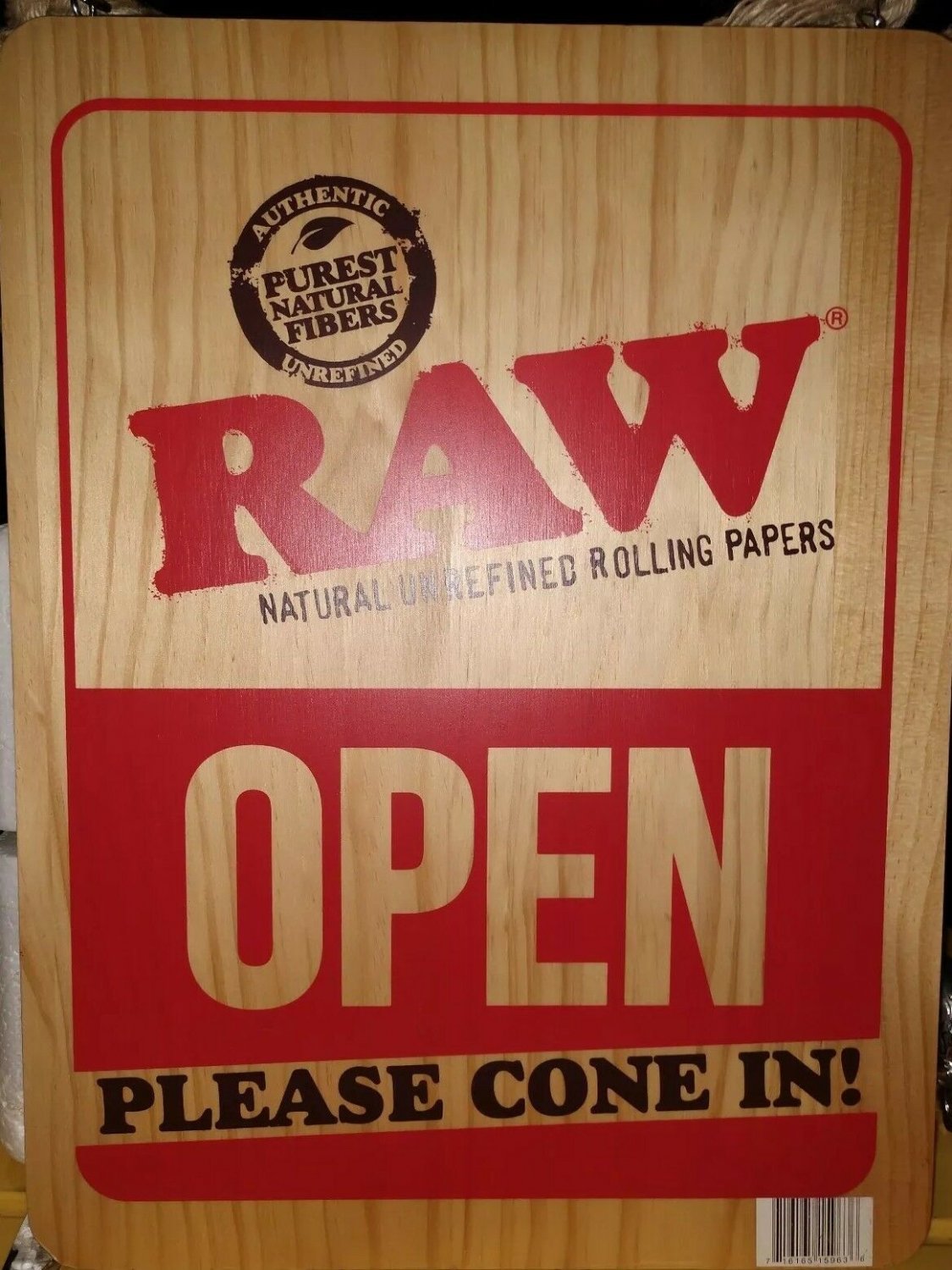 LARGE RAW OPEN CLOSED ROLLING PAPERS SOLD HERE SIGN HEMP ROPE WOOD