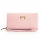 Women Wallet Organizer Card Case Leather Clutch Zipper Pocket Wristlet Pink