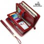 Women Wallets RFID Blocking Genuine Leather Ladies Wallets, Long Trifold Clutch