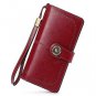 Women Wallets RFID Blocking Genuine Leather Ladies Wallets, Long Trifold Clutch