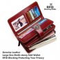 Women Wallets RFID Blocking Genuine Leather Ladies Wallets, Long Trifold Clutch