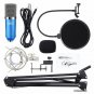 PC Microphone Kit with 3.5mm XLR Pop Filter Scissor Arm Stand Shock Mount Blue