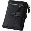 Womens RFID Blocking Black Leather Organized Wallets Purse Compact Bifold Clutch
