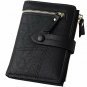Womens RFID Blocking Black Leather Organized Wallets Purse Compact Bifold Clutch