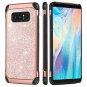 Samsung Galaxy Note 8 Shockproof Case Leather Sparkle Bling Hybrid Slim Pink