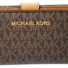 Set Travel Coin Wallet PVC Signature Bifold Zip Coin Clutch ID Window Brown