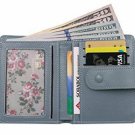 Wallet For Women Mini Soft Leather ID Window Card Sleeve Bifold Coin Purse Blue