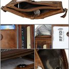 Wallet For Men Small Vintage Leather RFID Blocking Short Purse Double Zipper