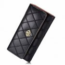 Women's wallet Elegant Clutch Crown Wallet Long Purse Leather Wallet (Black)