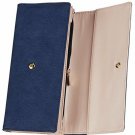 Womens Wallet Faux Leather RFID Blocking Purse Card  Coin Slots Clutch Blue
