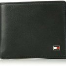 Tommy Hilfiger Men's RFID Blocking 100% Leather Passcase Wallet, Black New