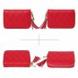 Women's RFID Blocking 15 Slots Card Holder Leather Zipper Accordion Wallet,Red