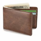 Mens Slim Wallet PU Leather Front Pocket ID Window Card Case RFID Blocking Coffe