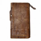 ZLYC Vintage Handmade Dip Dye Leather Long Clutch Wallet Purse with Removable