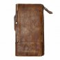 ZLYC Vintage Handmade Dip Dye Leather Long Clutch Wallet Purse with Removable