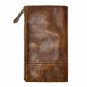 ZLYC Vintage Handmade Dip Dye Leather Long Clutch Wallet Purse with Removable