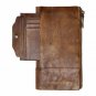 ZLYC Vintage Handmade Dip Dye Leather Long Clutch Wallet Purse with Removable