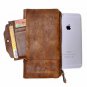 ZLYC Vintage Handmade Dip Dye Leather Long Clutch Wallet Purse with Removable