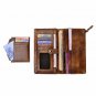 ZLYC Vintage Handmade Dip Dye Leather Long Clutch Wallet Purse with Removable