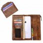ZLYC Vintage Handmade Dip Dye Leather Long Clutch Wallet Purse with Removable