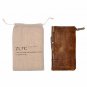 ZLYC Vintage Handmade Dip Dye Leather Long Clutch Wallet Purse with Removable