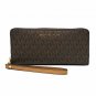 Set Travel Wallet Zip Around Coin Pocket Large Wristlet Durable Slim Brown