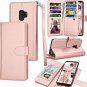 Samsung Galaxy S9 Wallet Case PU Leather Detachable Credit Card Kickstand Pink