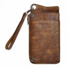 ZLYC Vintage Handmade Dipdye Leather Wallet Card Holder Long Clutch with Detac