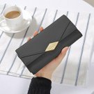 Women Wallet Soft Leather Elegant Trifold Multi Card Pocket Clutch Zipper Gray