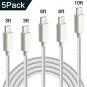 USBA to USBC Cable, TNSO USB Type C Cable 5 Pack 3/3/6/6/10FT Nylon Braided Ch