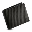 EGNT Genuine Leather Mens RFID Carbon Black ID Wallet Slim Credit Card Holder