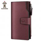 Women's RFID Blocking Large Capacity Luxury Wax Genuine Leather Clutch Wallet Ca