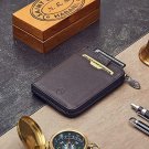 Wallet For Men Slim Zip RFID Protection Cards Cash Coins Pockets Secure Brown